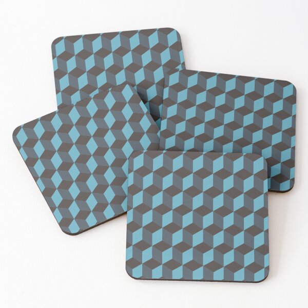 Item preview, Isometric Cube Pattern Teal Blue Geometric Art  designed and sold by taiche.