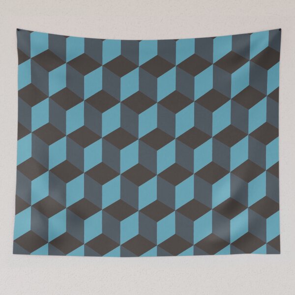 Item preview, Isometric Cube Pattern Teal Blue Geometric Art  designed and sold by taiche.