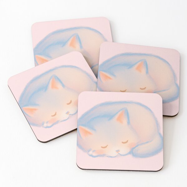 Item preview, pastel sleeping kawaii cat fluffy soft designed and sold by LeviTheOtaku.