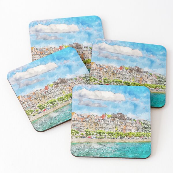 Item preview, Konstanz embankment – Germany Watercolor Illustration designed and sold by KawaiiTops.