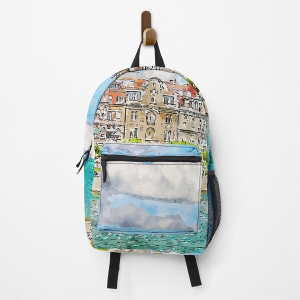 Item preview, Konstanz embankment – Germany Watercolor Illustration designed and sold by KawaiiTops.