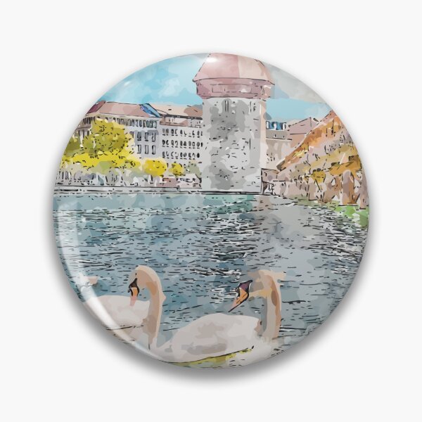 Item preview, Lucerne Switzerland Watercolor Illustration designed and sold by KawaiiTops.