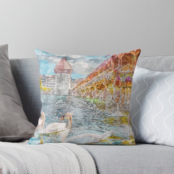 Item preview, Lucerne Switzerland Watercolor Illustration designed and sold by KawaiiTops.