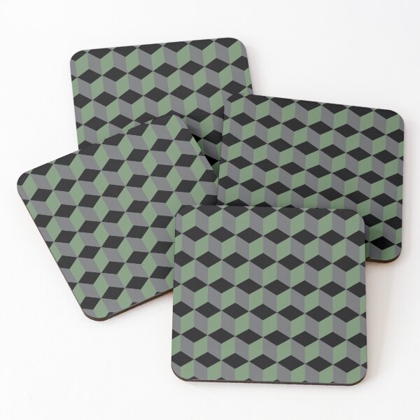 Item preview, Isometric Cube Pattern Green Grey Black Geometric Art Cut Out designed and sold by taiche.
