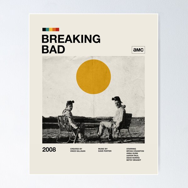 Vista previa del artículo con la obra «Breaking Bad Póster moderno», diseñado y vendido por BogTron.