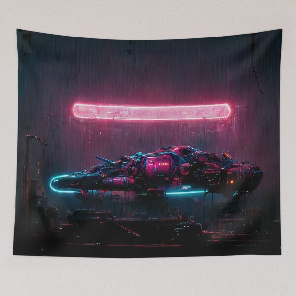 Item preview, Cyberpunk Neon Creepy Wall Art designed and sold by CyberStreetArt.