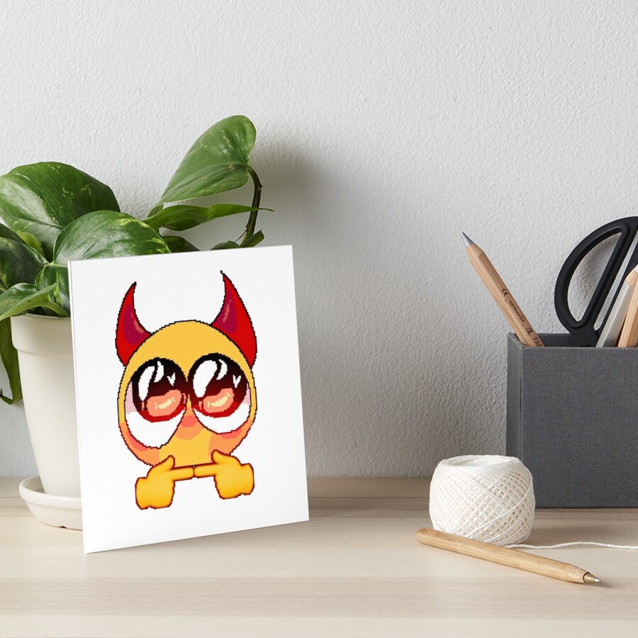 Please Face Cute Devil Cursed Emoji Tiktok Meme Face Art Board Print For Sale By Cursedemoji