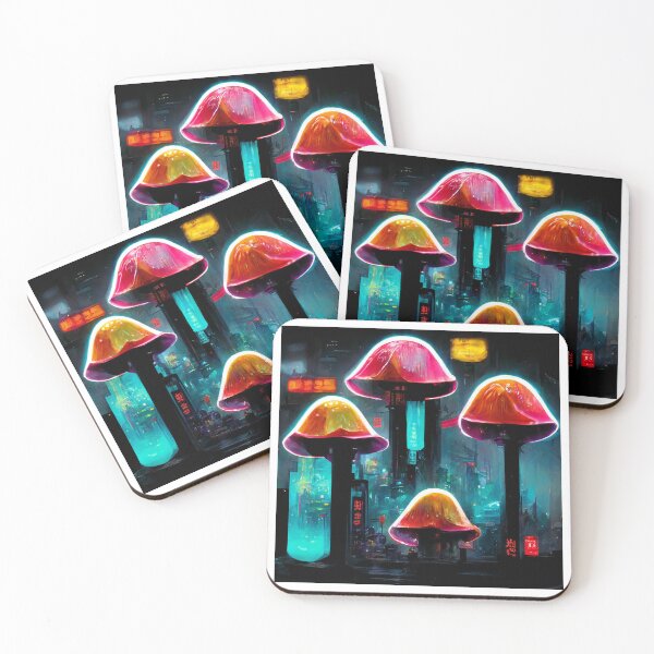 Item preview, Neon Japanese Mushroom City designed and sold by KarmicMushroom.