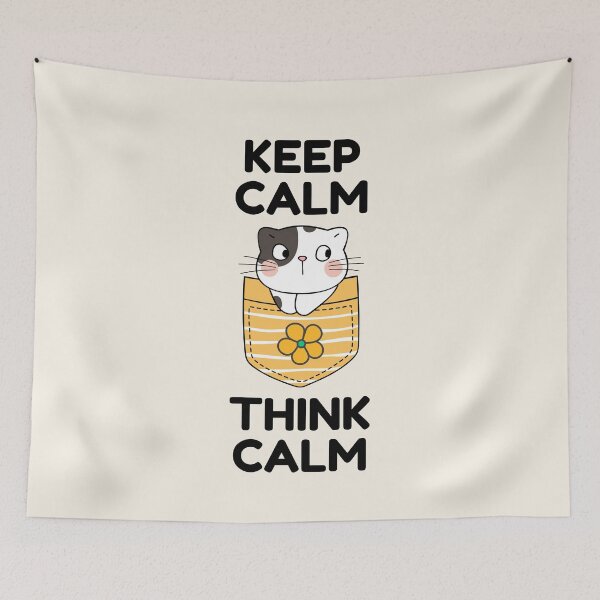 Item preview, Keep Calm Think Calm | Kawaii Kawaii Cat designed and sold by SpeakLifeHQ.