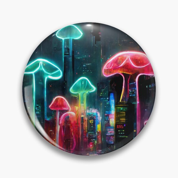 Item preview, Neon mushroom city designed and sold by KarmicMushroom.