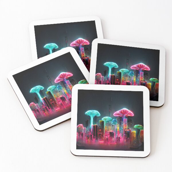 Item preview, Neon mushroom city designed and sold by KarmicMushroom.