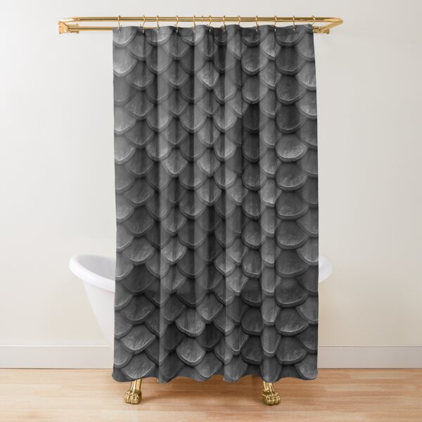 Beautiful charcoal gray mermaid fish Scales Shower Curtain