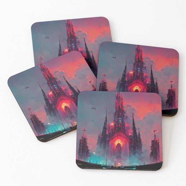 Item preview, Cyberpunk Cathedral In Sunset designed and sold by CyberStreetArt.