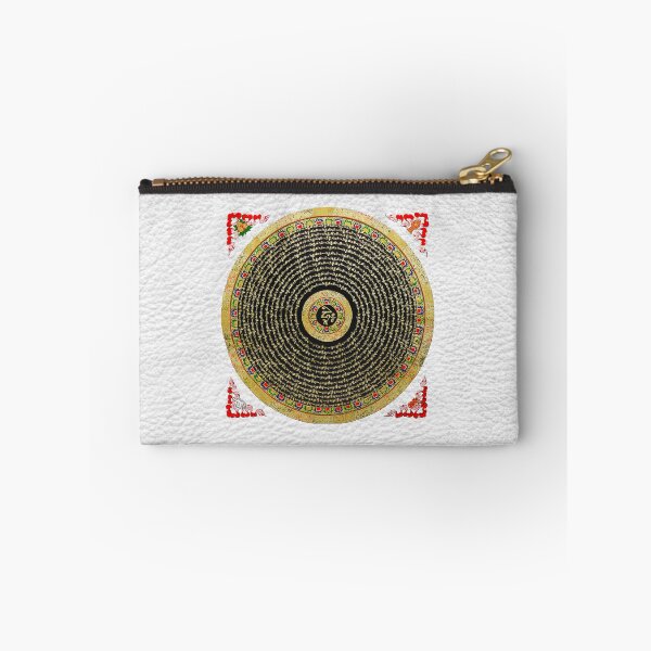 Item preview, Tibetan Thangka - Om Mandala with Syllable Mantra over White Leather designed and sold by Serge Averbukh Art Studio.