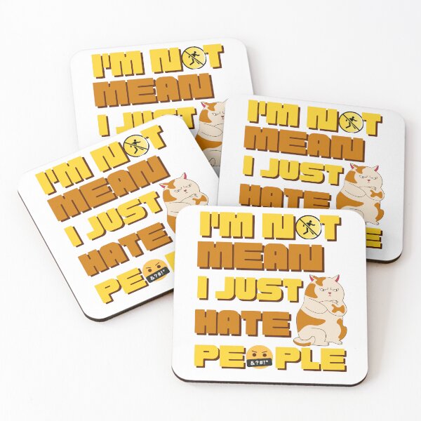Item preview, Funny I'm Not Mean I Just Hate People Cat,  Yellow  designed and sold by GarnersDesigns.