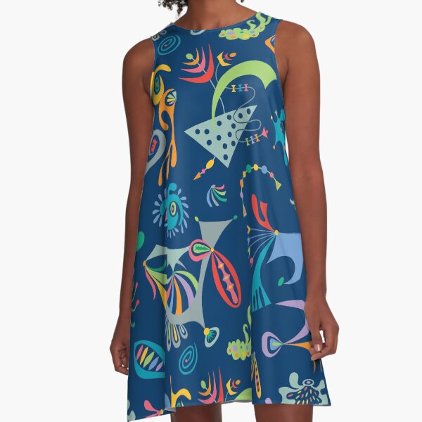 high level navy A-Line Dress