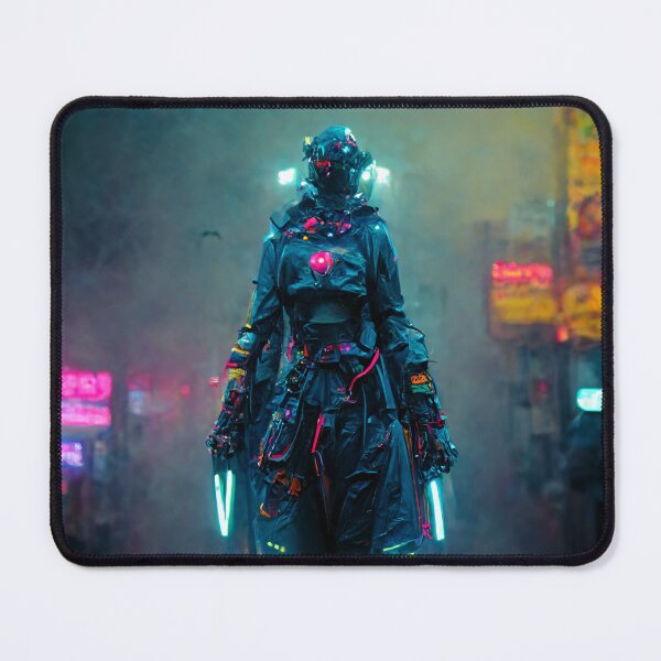 Item preview, Neon Cyberpunk Assassin in the fog designed and sold by CyberStreetArt.