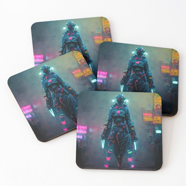 Item preview, Neon Cyberpunk Assassin in the fog designed and sold by CyberStreetArt.
