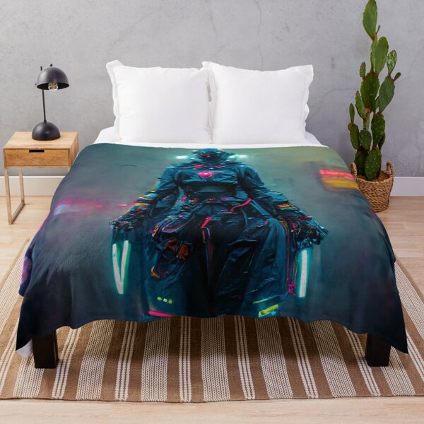 Item preview, Neon Cyberpunk Assassin in the fog designed and sold by CyberStreetArt.