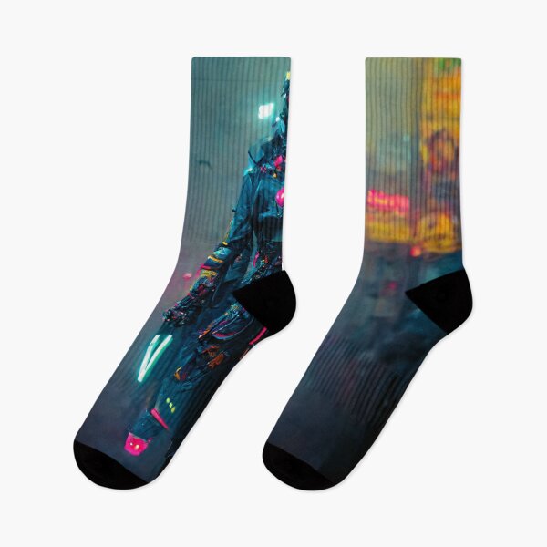 Item preview, Neon Cyberpunk Assassin in the fog designed and sold by CyberStreetArt.