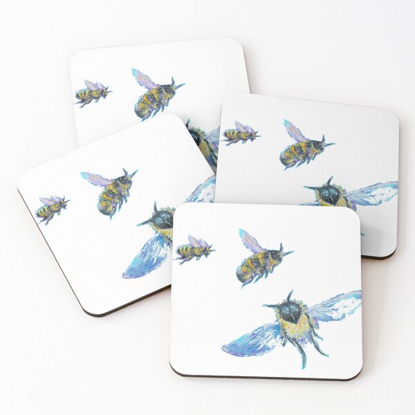 Item preview, Three flying bees painting designed and sold by MatsonArtDesign.