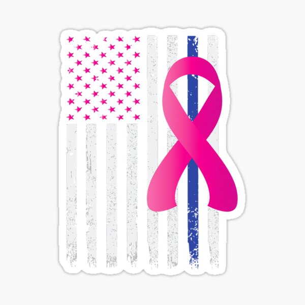 Blue Line Pink Ribbon Decal