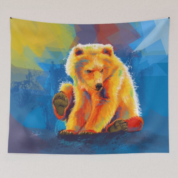Item preview, Juega con un oso - pintura digital de animales coloridos designed and sold by Flo Art Studio.