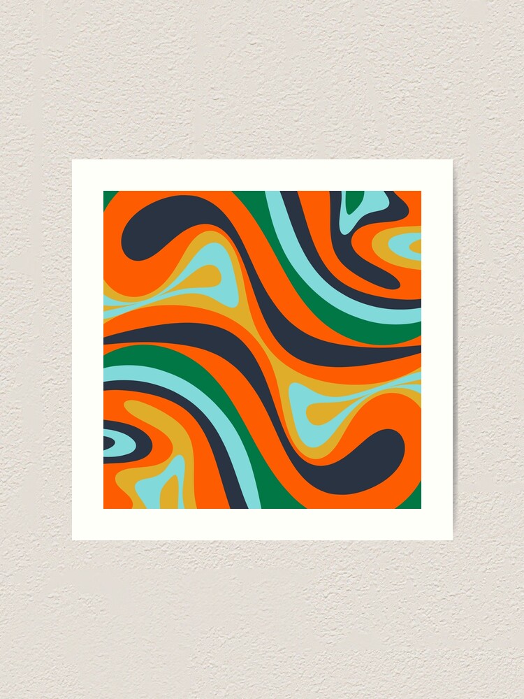 New Groove Colourful Retro Swirl Abstract Pattern Orange