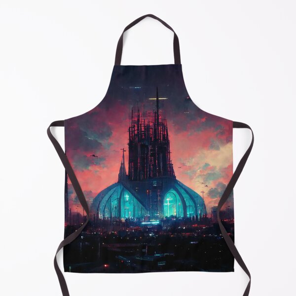 Item preview, Neon Cyberpunk Cathedral Sunset designed and sold by CyberStreetArt.