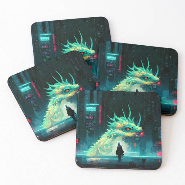 Item preview, Neon Cyberpunk Dragon Movie Poster designed and sold by CyberStreetArt.