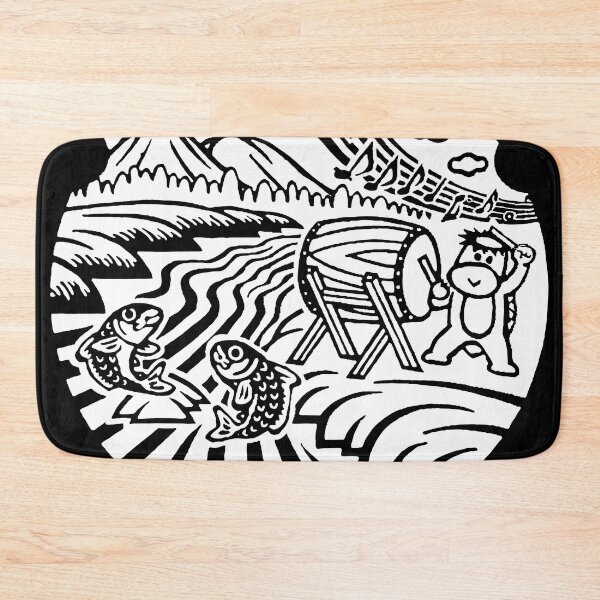 Item preview, Mythical creature playing drum on manhole in Japan - White designed and sold by mattraski.
