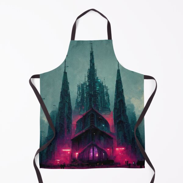 Item preview, Cyberpunk Neon Cathedral at Dawn designed and sold by CyberStreetArt.