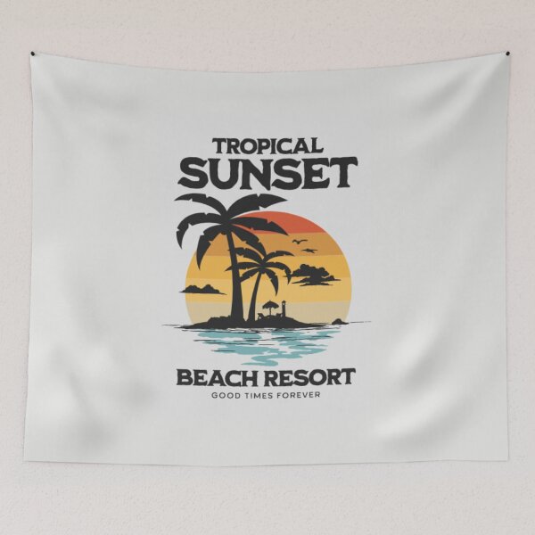 Item preview, tropical sunset beach resort summer design designed and sold by ketkidesign.