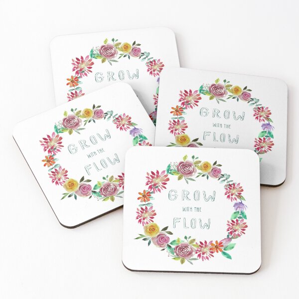Item preview, Watercolor Floral Typography - Grow with the Flow designed and sold by papierquarell.