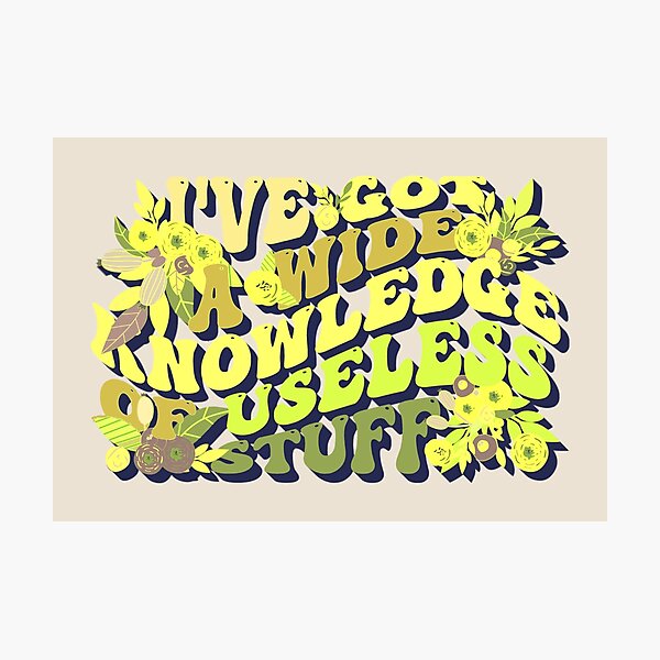 Item preview, Yellow Retro Style I've Got A Wide Knowledge Of Useless Stuff, Fun Slogan For A Person Who Knows A Lot About Useless Stuff designed and sold by TrulyEpoque.