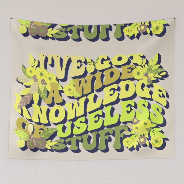 Item preview, Yellow Retro Style I've Got A Wide Knowledge Of Useless Stuff, Fun Slogan For A Person Who Knows A Lot About Useless Stuff designed and sold by TrulyEpoque.
