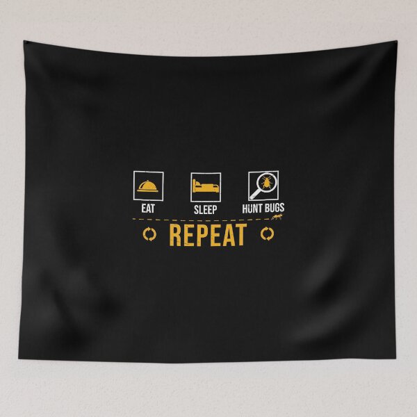 Item preview, Eat Sleep Hunt Bugs Repeat Funny Entomologist Bug Species designed and sold by StrongShirts.
