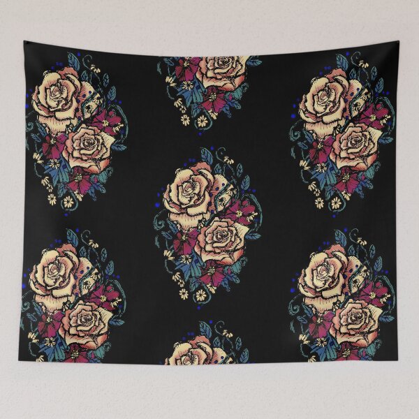 Item preview, Tattoo Fall Floral Block designed and sold by NymphaeaNerd.
