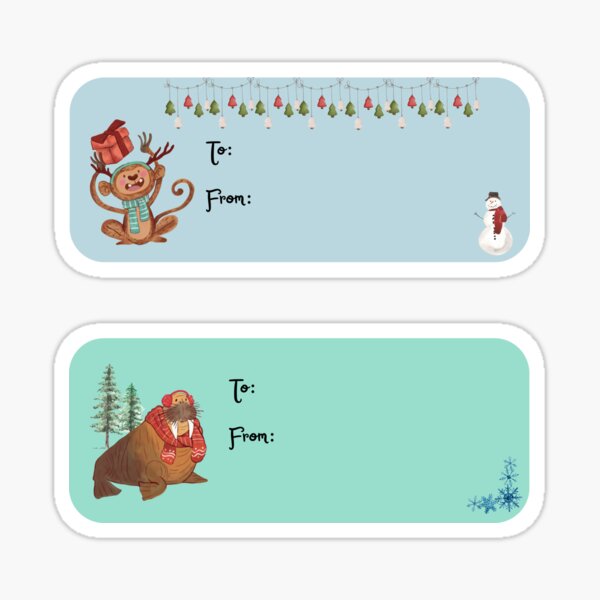 Cute Watercolor Wild Animals Christmas Present Labels Holiday Gift Tags  Bundle Pack 2D Sticker for Sale by Cawaiico