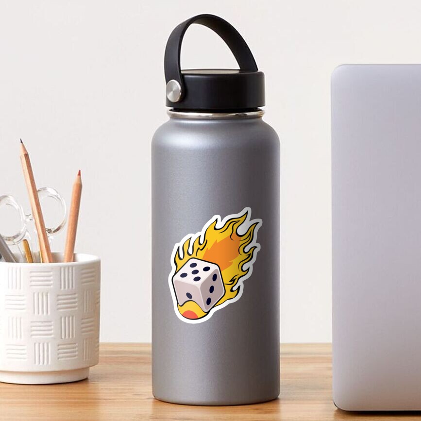 Flaming Dice Sticker