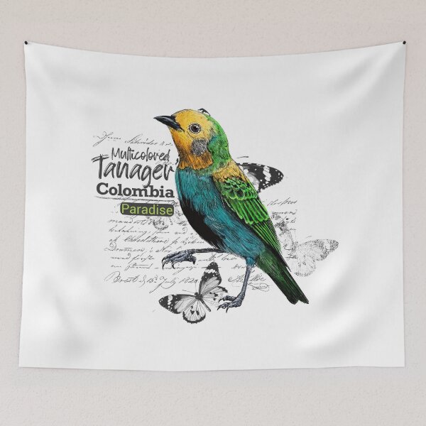 Item preview, Multicolored Tanager, an endemic and vulnerable species of Colombian forests designed and sold by plumasycantos.