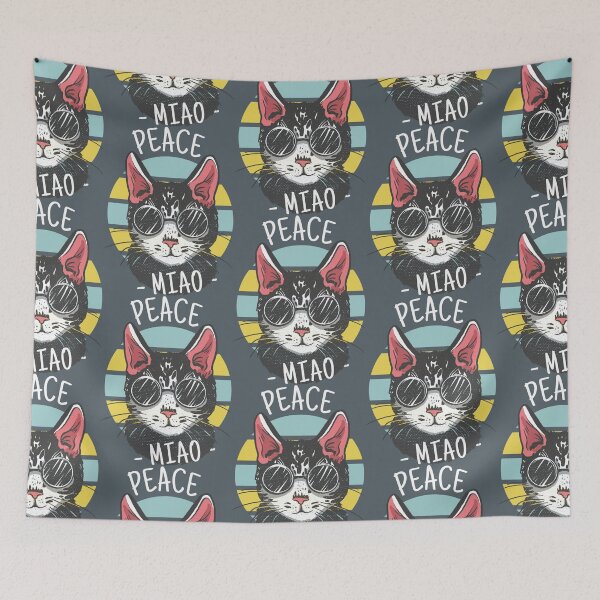 Item preview, peace cat designed and sold by BelleundBeau.
