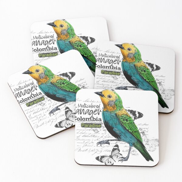 Item preview, Multicolored Tanager, an endemic and vulnerable species of Colombian forests designed and sold by plumasycantos.