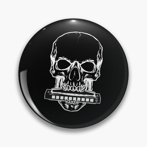Item preview, Harmonica Skull Instrument Blues designed and sold by MooonTees.