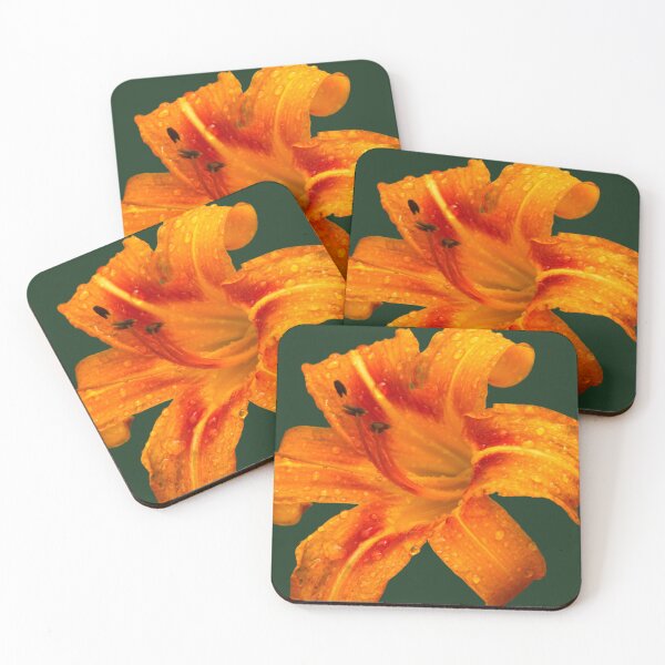 Item preview, Bright orange flower with raindrops designed and sold by BirdsnStuff.