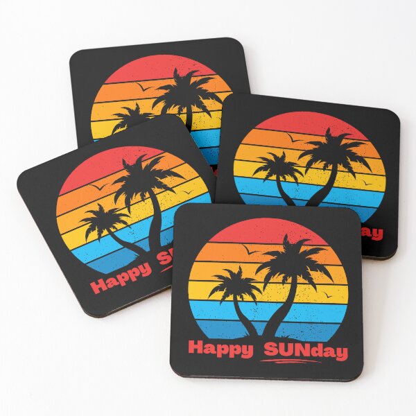 Item preview, Happy SUNday - Retro Palm Tree Sunset,  Good Vibes, Self Love  designed and sold by Sun Sand & Sea Art.