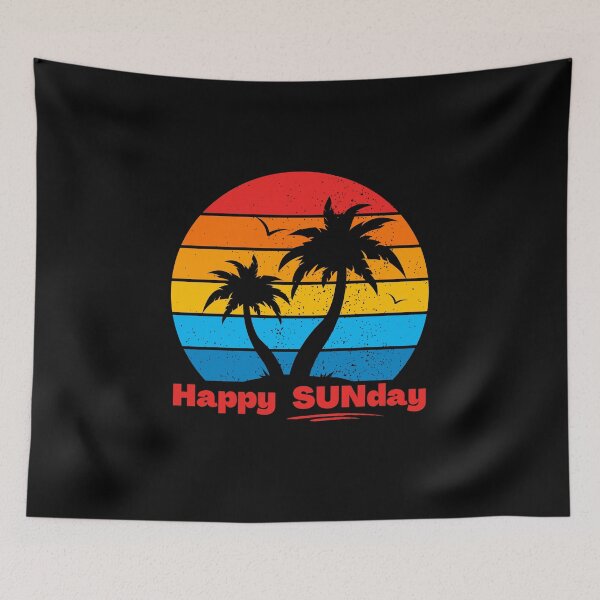 Item preview, Happy SUNday - Retro Palm Tree Sunset,  Good Vibes, Self Love  designed and sold by Sun Sand & Sea Art.
