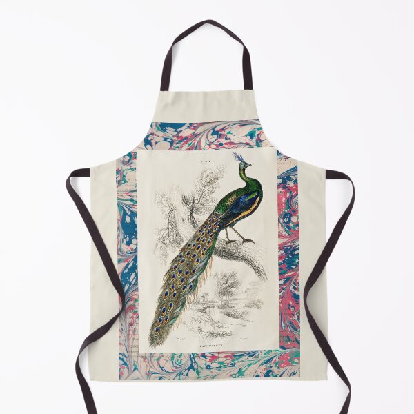 Item preview, Peacock with marbled ephemera border William Jardine 19th century illustration designed and sold by Jessica Goulty.