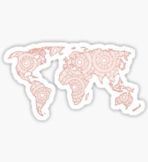 Pegatina Mapa del mundo de oro rosa mandala