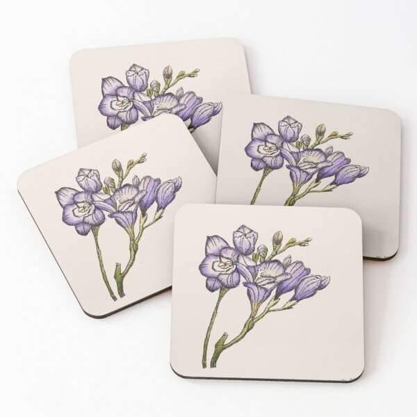 Item preview, Purple Freesia Watercolor Painting designed and sold by Monika's Painting.